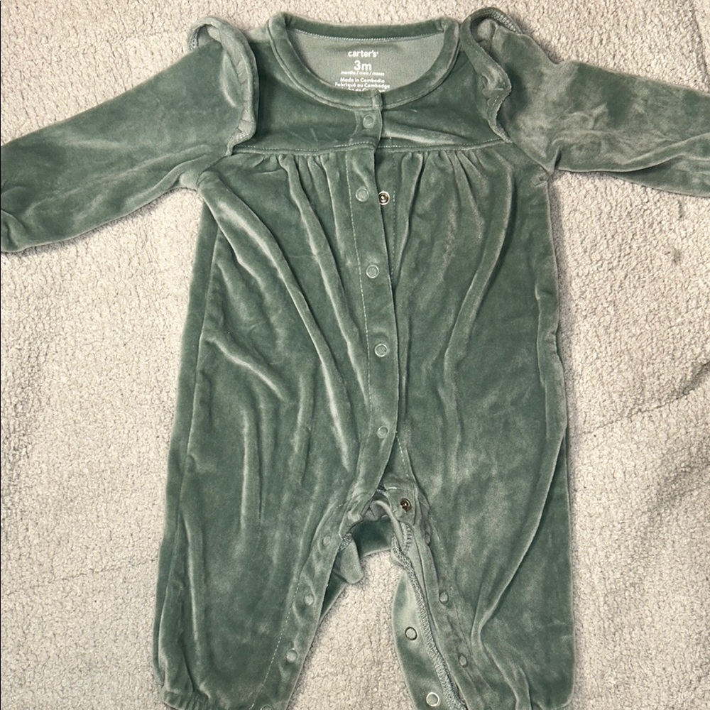 Carter's Sage Green Velour One Piece